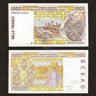 West African States Ivory Coast 1,  000 1000 Francs 1999 P - 111a Unc