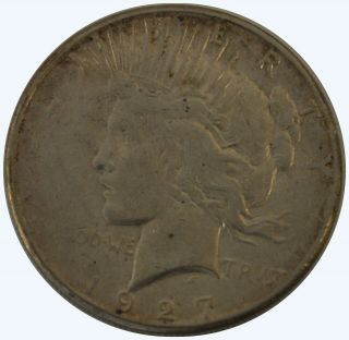 1927 - S Silver Peace Dollar $1 - Cleaned