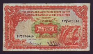 South West Africa 1947 £1 Standard Bank Banknote