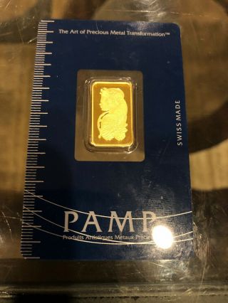 5 Gram Gold Bar Pamp Suisse Lady Fortuna.  9999 & Certified