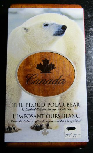 2004 Canada $2 Proud Polar Bear Limited Edition Stamp & Coin Set Sterling Silver