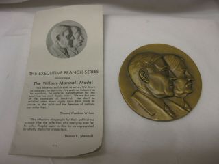 Woodrow Wilson Vp Marshall 1913 Inaugural Bronze Medal Kraczkowski Vg,