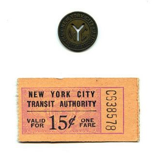 Nyc York City Transit Authority Transportation Token And Ticket (1950 