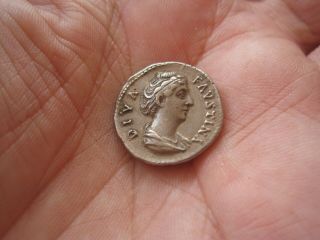 Ancient Roman Silver Denar,  Denarius,  Roma Faustina Diva