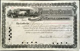 Bonne - Terre Farming & Cattle Co Stock 1891 St.  Francois County Missouri Agricult