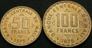 Mali 50,  100 Francs 1975 - Fao Food For All - 2 Coins - 1927 ¤