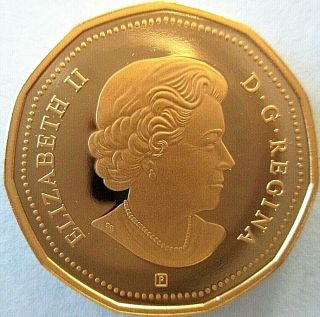 Canada 2015 $1 Gold Plated 99.  99 Proof Silver Loonie Heavy Cameo Coin