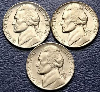1946 P D S Jefferson Nickels All Choice/gem Bu Year Set