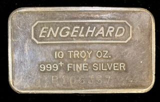 Engelhard P - Serial Prefix 10 Oz Silver Bar Rare.  999,  Fine Low Mintage 106357