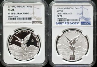 2016 Mexico Silver Reverse Proof Libertad Set - Ngc Pf69 & Pl70 Early Releases