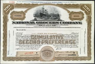 National Grocers Company,  Limited Stock.  Specimen.  Canadian Food.  Unc