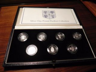 1983 - 1989 United Kingdom 7 Pound Silver Proof Piedfort Rare Royal Set (500)