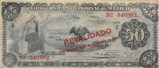 México 50 Pesos 17.  12.  1914 S 707 Series E Circulated Banknote