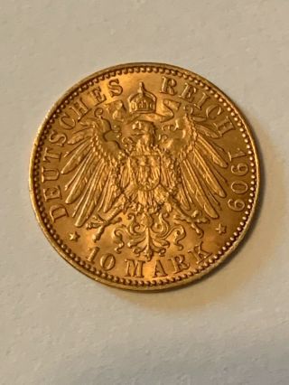 1909 Deutsches Reich 10 Mark Gold Coin