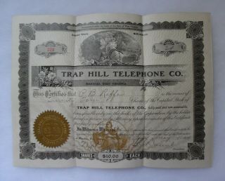 1914 Stock Certificate - Trap Hill Telephone Co.  - Raleigh County West Virginia