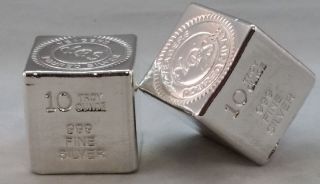 10 Oz Hand Poured 999 Silver Bullion Bar By Yeagers Poured Silver Yps - Cube