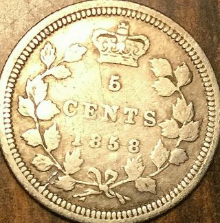 1858 Canada Silver 5 Cents Coin - Small Date