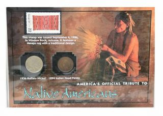 The Morgan Tribute To Native Americans 1936 Nickel 1994 Penny & 1986 Stamp