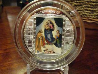 2009 Cook Islands Masterpieces Of Art - Sistine Madonna 3 Oz.  Silver Coin