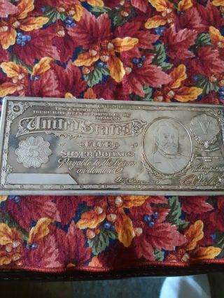 One Troy Pound Silver Bar - Usa Silver Certificate 5 Dollar Bar