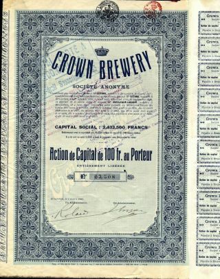Crown Brewery Of France,  1897,  13 Coupons