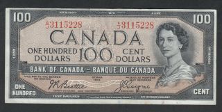 1954 Bank Of Canada 100 Dollars Bank Note Beattie - Coyne