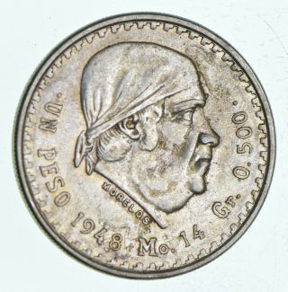 Silver - World Coin - 1948 Mexico 1 Peso - 13.  6g - World Silver Coin 527