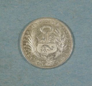 1907 Peru Silver 1/5 Sol