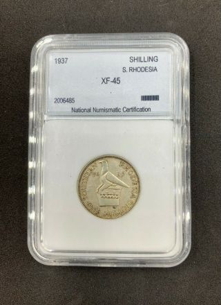 S.  Rhodesia 1 Shilling 1937 Silver Coin