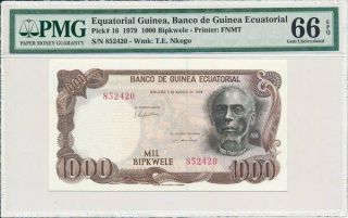 Banco De Guinea Ecuatorial Equatorial Guinea 1000 Bipkwele 1979 Pmg 66epq