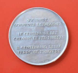 SWISS RAILWAY,  Centenary - 1947,  Silver Medal by HUGUENIN,  14.  5g; Ø49mm [ 3853] 2