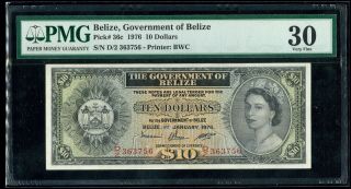 (hkpnc) K Belize 1976 $10 Pmg 30