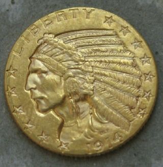 1914 - D $5 Indian Gold Coin.  Ch/gem Bu