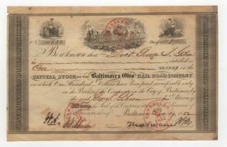 1852 Baltimore And Ohio Railroad Company Stock Certificate