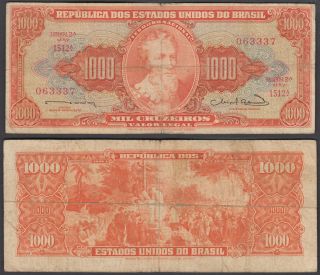 Brazil 1000 Cruzeiros Nd 1963 (vg) Banknote P - 181