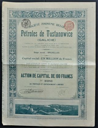 Ukraine/poland /austria - Petroleum Company Tustanowice (galicia) - 1909 - Share