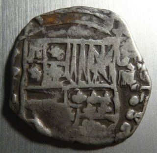 Bolivia Potosi 4 Reales Cob Nd Phillip Iii.  Colonial Spanish Silver Pirate Coin.