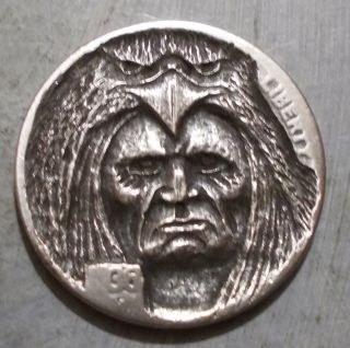 Deep Carved Hobo Nickel,  Native American Indian Medicine Man