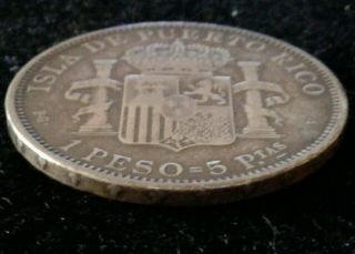 Isla De Puerto Rico Silver Peso Coin.