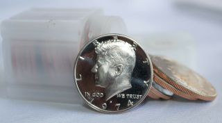 1974 S Clad Proof Kennedy Half Dollar Roll 20 Coins 50c Tubed Roll Fifty Cents