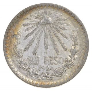Silver - World Coin - 1924 Mexico 1 Peso - World Silver Coin - 16.  6 Grams 787