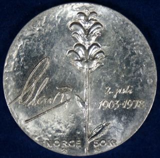 1978 Norway 50 Kroner King Olav 75th Birthday Silver Coin
