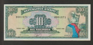 Haiti,  10 Gourdes Banknote,  1988 Series,  Uncirculated,  Cat 247 - A
