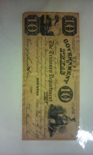 Old Paper 5 Government Of Texas Bank Note
