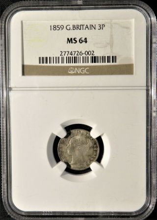 1859 Great Britain 3 Pence - Exceptional Ms 64