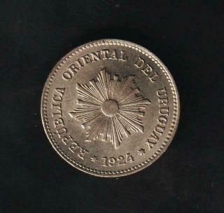 Uruguay 1 Centesimo 1924,  Copper Nickel Unc.