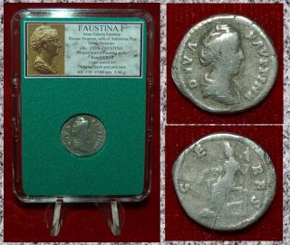 Roman Empire Coin Faustina I Ceres Seated On Reverse Silver Denarius