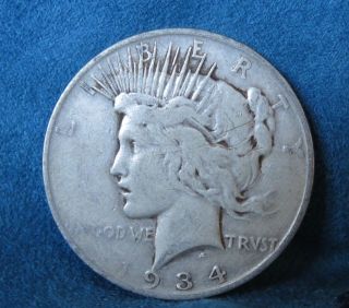 1934 D United States Of America Peace Silver Dollar Denver