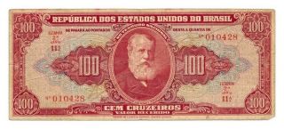 Brazil Banknote 100 Cruzeiros 1949.  Serie 11