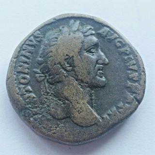 Roman Ae Sestertius Of Antoninus Pius,  Emperor Standing Nimbate W/ Olive Branch